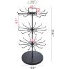 MyGift 3-Tier Matte Black Metal Jewelry Tree Display Stand – 360 Rotating Necklace & Bracelet Organizer Tower with 36 Hooks and Top Sign Holder