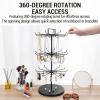 MyGift 3-Tier Matte Black Metal Jewelry Tree Display Stand – 360 Rotating Necklace & Bracelet Organizer Tower with 36 Hooks and Top Sign Holder