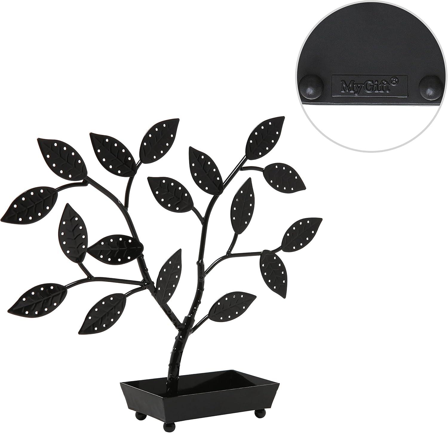 image:imageMyGift Silver Metal Jewelry Tree with Bird Nest Holds up to 48 pair EarringsBlack Metal
