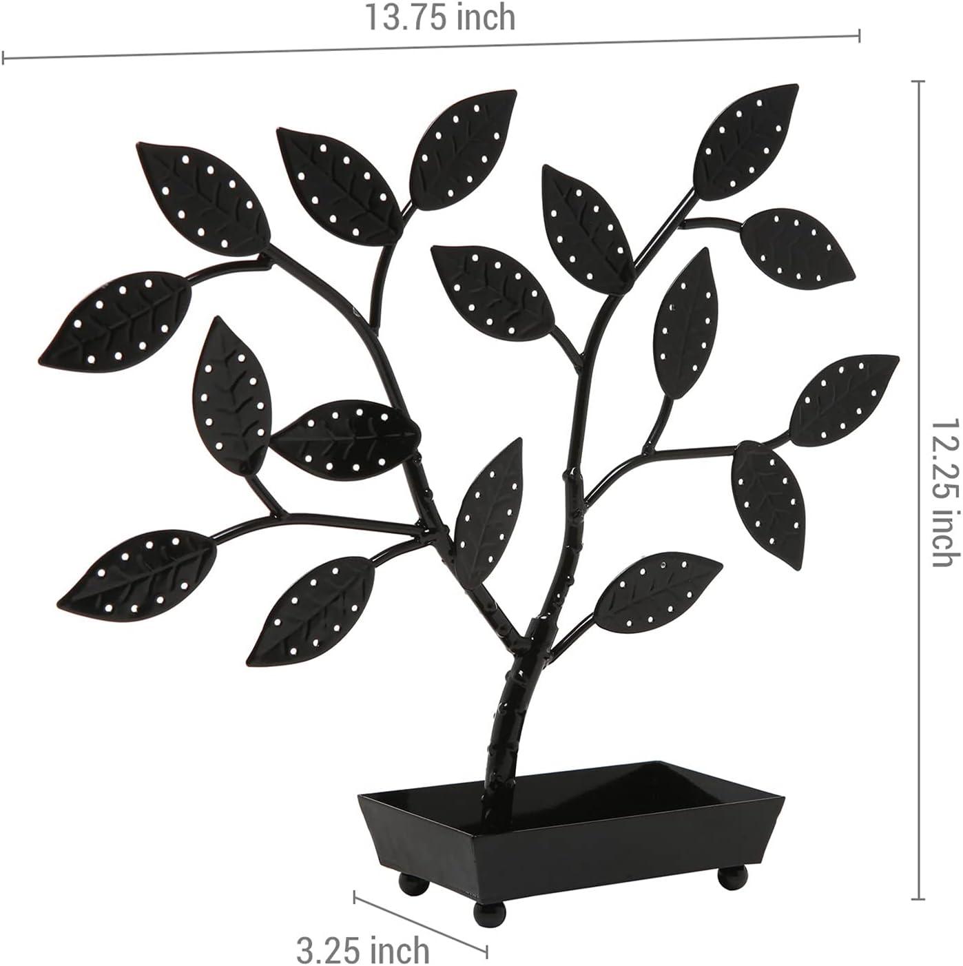 image:imageMyGift Silver Metal Jewelry Tree with Bird Nest Holds up to 48 pair EarringsBlack Metal