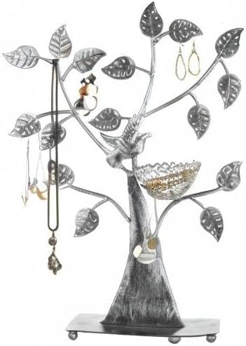 image:imageMyGift Silver Metal Jewelry Tree with Bird Nest Holds up to 48 pair EarringsSilver