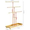 MyGift Modern Jewelry Organizer, 3 Tier Brass Metal Tabletop Bracelet and Necklace Jewelry Storage Display Tree Rack with Base Ring Tray(Brass)