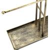 MyGift Modern Jewelry Organizer, 3 Tier Brass Metal Tabletop Bracelet and Necklace Jewelry Storage Display Tree Rack with Base Ring Tray(Distressed Brass)