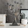 MyGift Silver Metal Jewelry Tree with Bird Nest – Holds up to 48 pair Earrings(Silver)