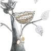 MyGift Silver Metal Jewelry Tree with Bird Nest – Holds up to 48 pair Earrings(Silver)