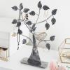 MyGift Silver Metal Jewelry Tree with Bird Nest – Holds up to 48 pair Earrings(Silver)