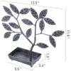 MyGift Silver Metal Jewelry Tree with Bird Nest – Holds up to 48 pair Earrings(Silver Metal)