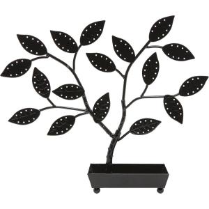 MyGift Silver Metal Jewelry Tree with Bird Nest – Holds up to 48 pair Earrings(Black Metal)