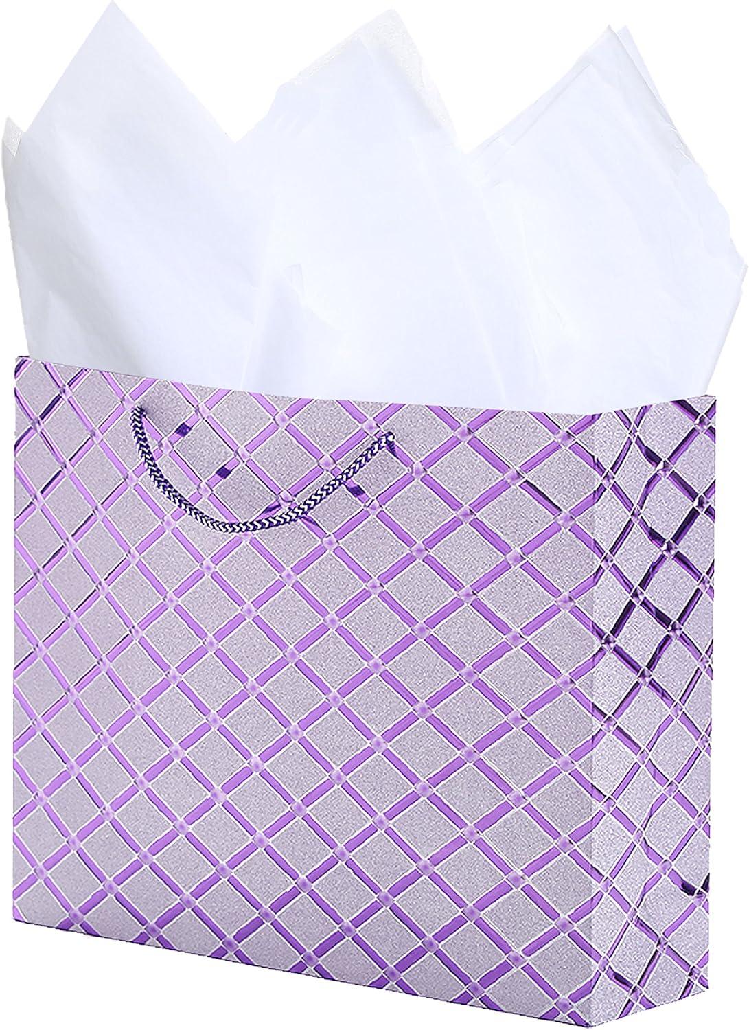 image:imageMyGift Birthday Gift Bags for Women Kids Men with Assorted Color Glitter Checkerboard Design 15 x 12 Set of 3Diamond
