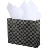 MyGift Birthday Gift Bags for Women, Kids, Men with Assorted Color Glitter Checkerboard Design, 15 x 12, Set of 3(Checkerboard)
