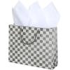 MyGift Birthday Gift Bags for Women, Kids, Men with Assorted Color Glitter Checkerboard Design, 15 x 12, Set of 3(Checkerboard)