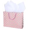 MyGift Birthday Gift Bags for Women, Kids, Men with Assorted Color Glitter Checkerboard Design, 15 x 12, Set of 3(Checkerboard)