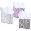 MyGift Birthday Gift Bags for Women, Kids, Men with Assorted Color Glitter Checkerboard Design, 15 x 12, Set of 3(Diamond)