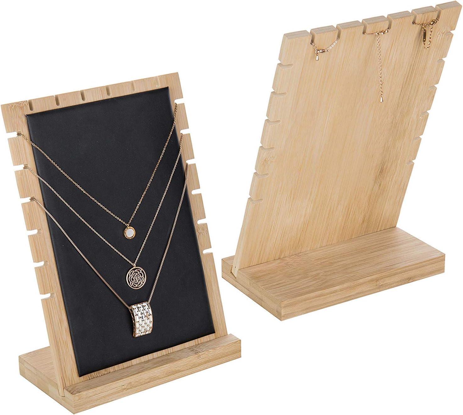 image:imageMyGift Set of 4 Bamboo and White Panel Jewelry Display Boards Tabletop Necklace and Pendant Holder Stands for Retail or Home OrganizationBlack