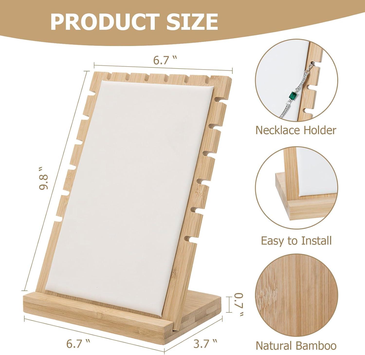 image:imageMyGift Set of 4 Bamboo and White Panel Jewelry Display Boards Tabletop Necklace and Pendant Holder Stands for Retail or Home OrganizationWhite Set of 4