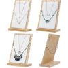 MyGift Set of 4 Bamboo and White Panel Jewelry Display Boards, Tabletop Necklace and Pendant Holder Stands for Retail or Home Organization(White  Set of 4)