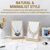 MyGift Set of 4 Bamboo and White Panel Jewelry Display Boards, Tabletop Necklace and Pendant Holder Stands for Retail or Home Organization(White  Set of 4)
