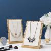 MyGift Set of 4 Bamboo and White Panel Jewelry Display Boards, Tabletop Necklace and Pendant Holder Stands for Retail or Home Organization(White)