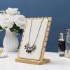 MyGift Set of 4 Bamboo and White Panel Jewelry Display Boards, Tabletop Necklace and Pendant Holder Stands for Retail or Home Organization(White)