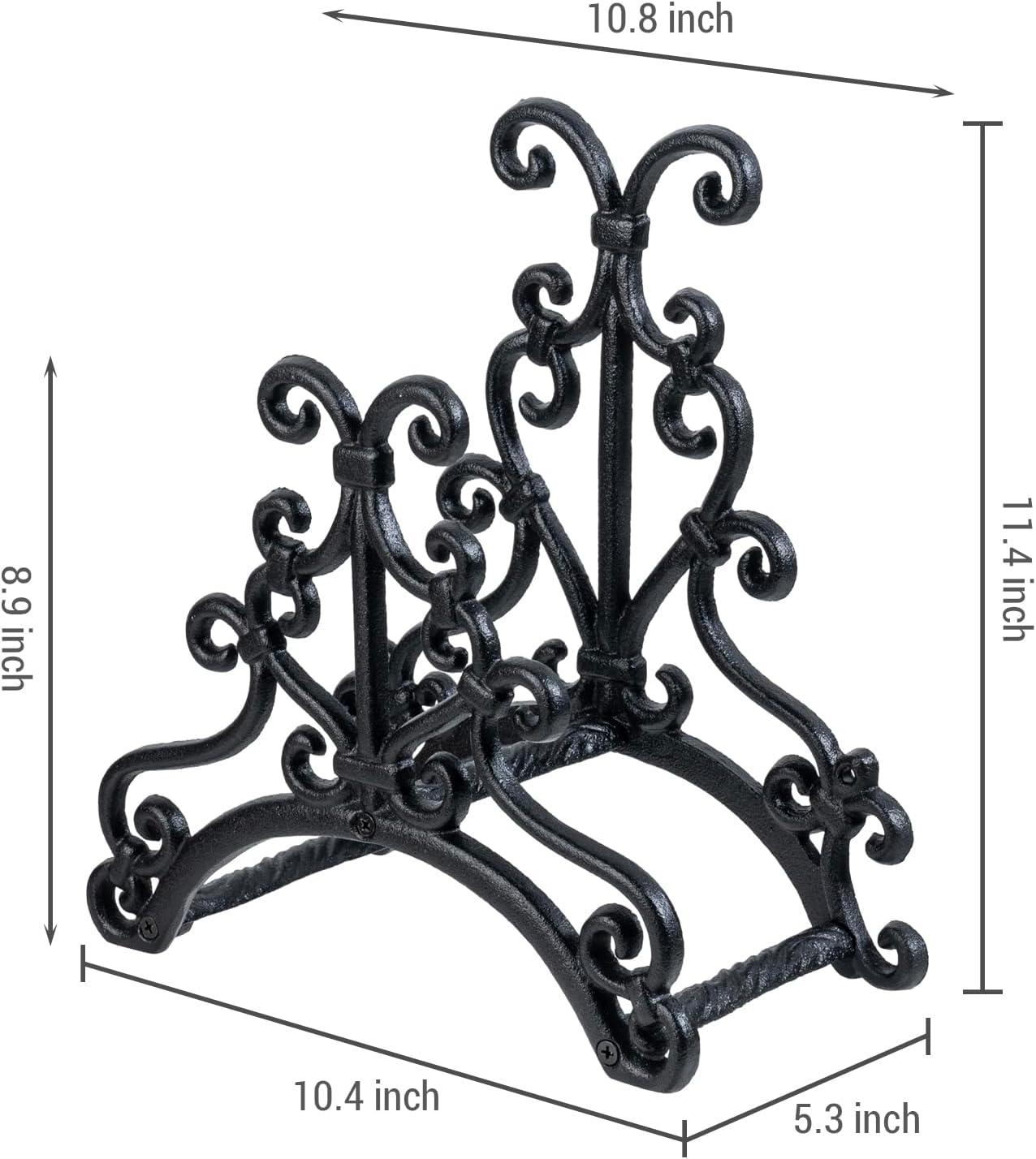 image:imageMyGift Brown Heavy Duty Cast Iron Outdoor Garden Hose Hanger Wall Mounted Water Hose Holder Reel with Vintage Scrollwork DesignFloral Pattern