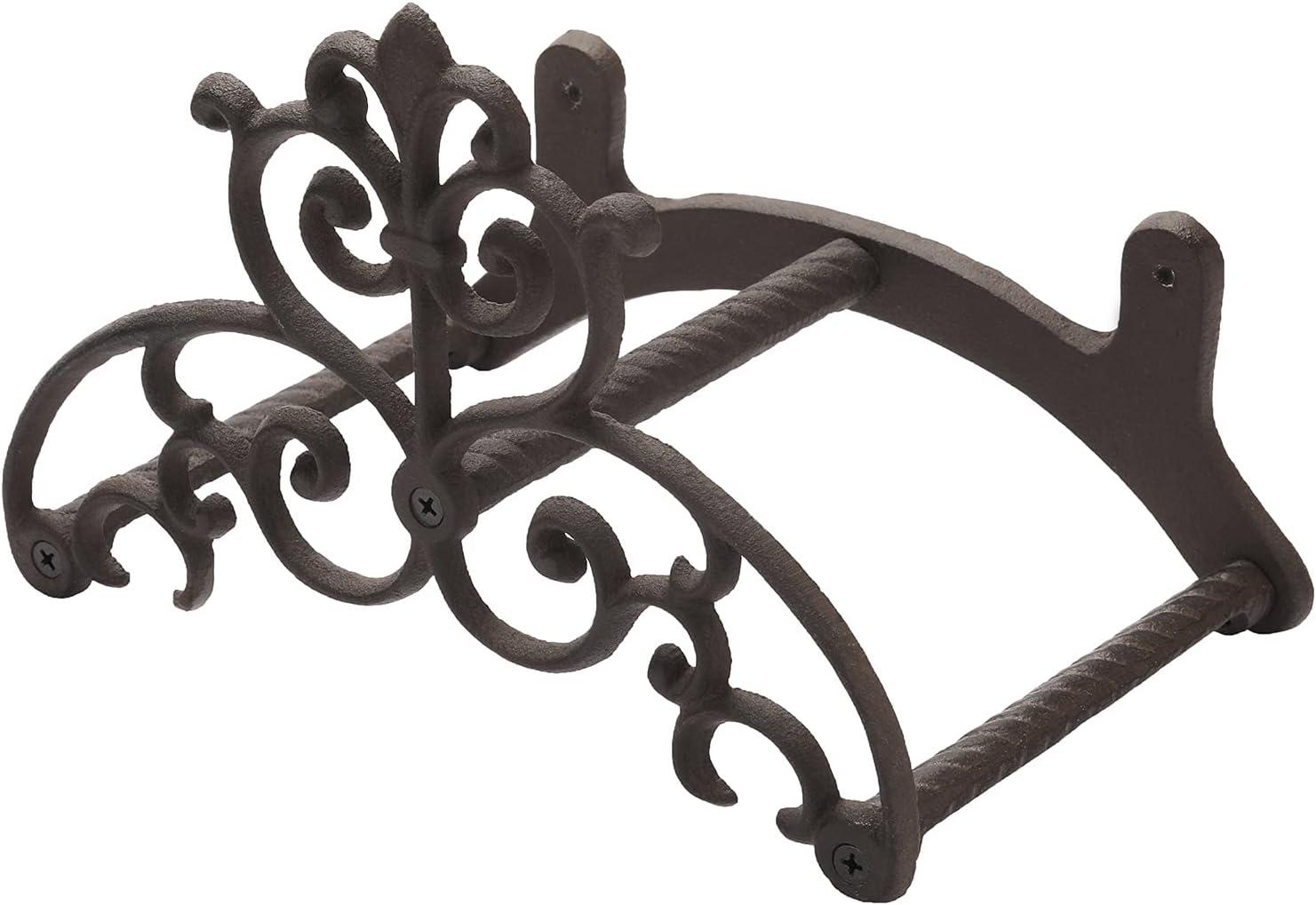 image:imageMyGift Brown Heavy Duty Cast Iron Outdoor Garden Hose Hanger Wall Mounted Water Hose Holder Reel with Vintage Scrollwork DesignVintage Scrollwork