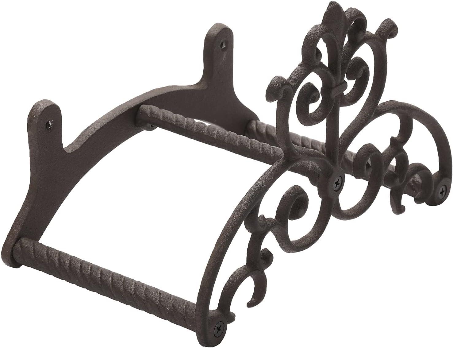 image:imageMyGift Brown Heavy Duty Cast Iron Outdoor Garden Hose Hanger Wall Mounted Water Hose Holder Reel with Vintage Scrollwork DesignVintage Scrollwork