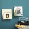 MyGift 2-Pack Vinyl Wall Mount Holder – Floating Record Shelf for Vinyl Display, Black Metal Record Wall Display Shelves(Brass- 2 Pcs)