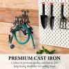 MyGift Brown Heavy Duty Cast Iron Outdoor Garden Hose Hanger Wall Mounted Water Hose Holder Reel with Vintage Scrollwork Design(Floral Pattern)