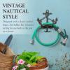 MyGift Brown Heavy Duty Cast Iron Outdoor Garden Hose Hanger Wall Mounted Water Hose Holder Reel with Vintage Scrollwork Design(Ship Anchor)