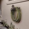 MyGift Brown Heavy Duty Cast Iron Outdoor Garden Hose Hanger Wall Mounted Water Hose Holder Reel with Vintage Scrollwork Design(Vintage Scrollwork)