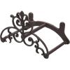 MyGift Brown Heavy Duty Cast Iron Outdoor Garden Hose Hanger Wall Mounted Water Hose Holder Reel with Vintage Scrollwork Design(Vintage Scrollwork)