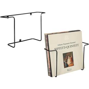 MyGift 2-Pack Vinyl Wall Mount Holder – Floating Record Shelf for Vinyl Display, Black Metal Record Wall Display Shelves(Black- 2 Pcs)
