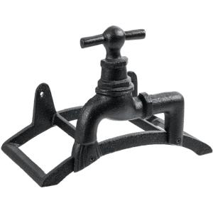 MyGift Brown Heavy Duty Cast Iron Outdoor Garden Hose Hanger Wall Mounted Water Hose Holder Reel with Vintage Scrollwork Design(Spigot Design)