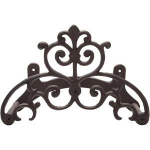 MyGift Brown Heavy Duty Cast Iron Outdoor Garden Hose Hanger Wall Mounted Water Hose Holder Reel with Vintage Scrollwork Design(Vintage Scrollwork)