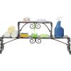 MyGift Black Metal Over the Sink Shelf with Scrollwork Design, 2 Tier Display Stand Organizer for Kitchen Accessories