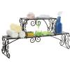 MyGift Black Metal Over the Sink Shelf with Scrollwork Design, 2 Tier Display Stand Organizer for Kitchen Accessories
