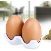 MyGift Ceramic Salt and Pepper Shaker Set, Mini Brown Egg Shaped Shakers with Carton Design Holding Stand, 3 Piece(Brown / White)