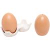 MyGift Ceramic Salt and Pepper Shaker Set, Mini Brown Egg Shaped Shakers with Carton Design Holding Stand, 3 Piece(Brown / White)