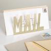 MyGift Mail Holder Organizer Countertop Modern Golden Metal with Cutout MAIL Lettering Design, Office Desktop Envelope and Document Storage Rack(Brass)