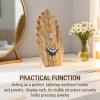 MyGift Premium Leaf-Shaped Acacia Wood Necklace Holder – Solid Wood Tabletop Jewelry Display Stand for Necklaces, Chains & Accessories