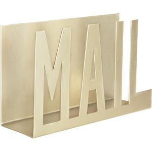 MyGift Mail Holder Organizer Countertop Modern Golden Metal with Cutout MAIL Lettering Design, Office Desktop Envelope and Document Storage Rack(Brass)