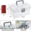 MyGift 10.2 Inch Transparent Plastic Empty Multipurpose Tackle Box with Gray Handle and Removable Tray for Tools, First Aid, Sewing Kit, Arts Crafts Supplies Storage(Transparent & Gray)