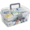 MyGift 10.2 Inch Transparent Plastic Empty Multipurpose Tackle Box with Gray Handle and Removable Tray for Tools, First Aid, Sewing Kit, Arts Crafts Supplies Storage(Transparent & Gray)